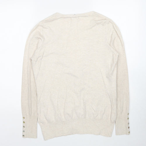 Yessica Womens Beige V-Neck Viscose Cardigan Jumper Size L