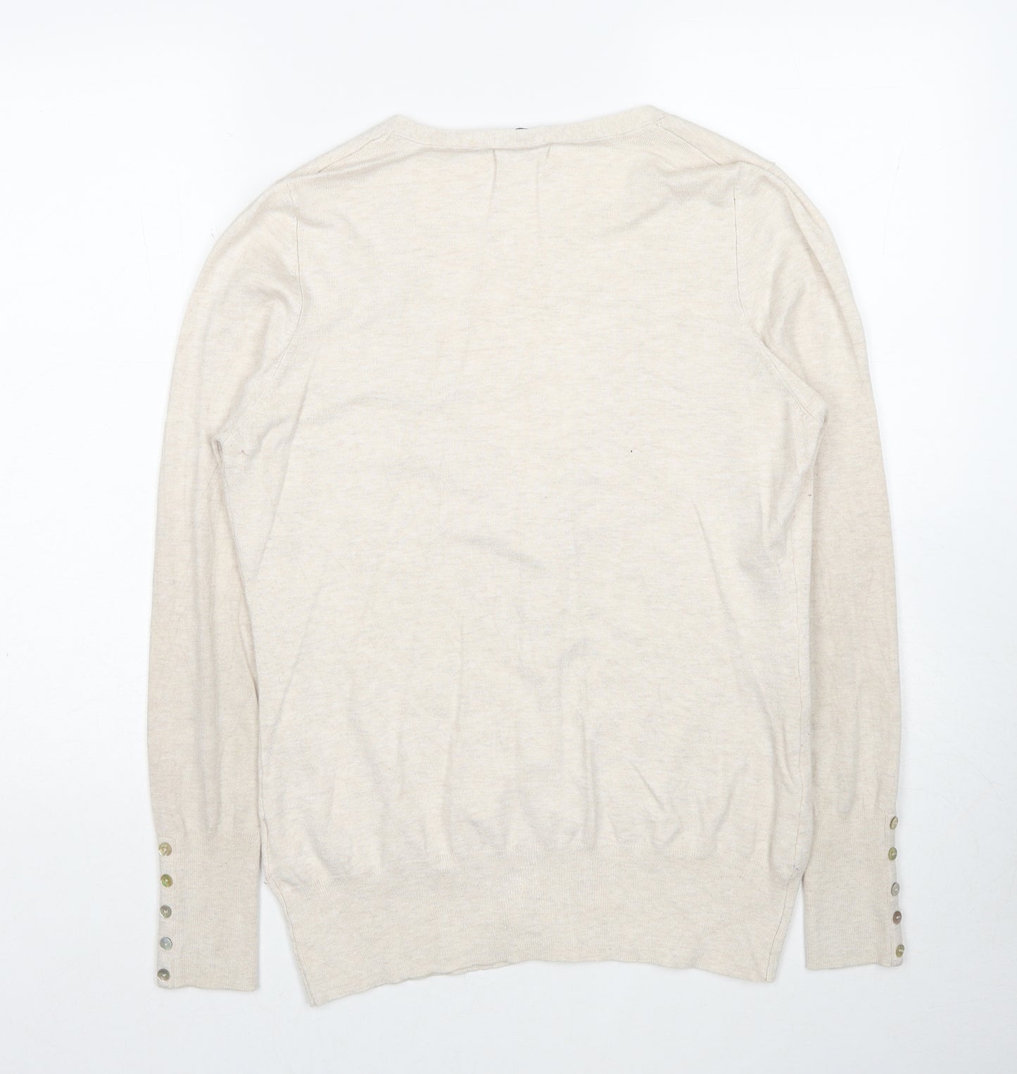 Yessica Womens Beige V-Neck Viscose Cardigan Jumper Size L