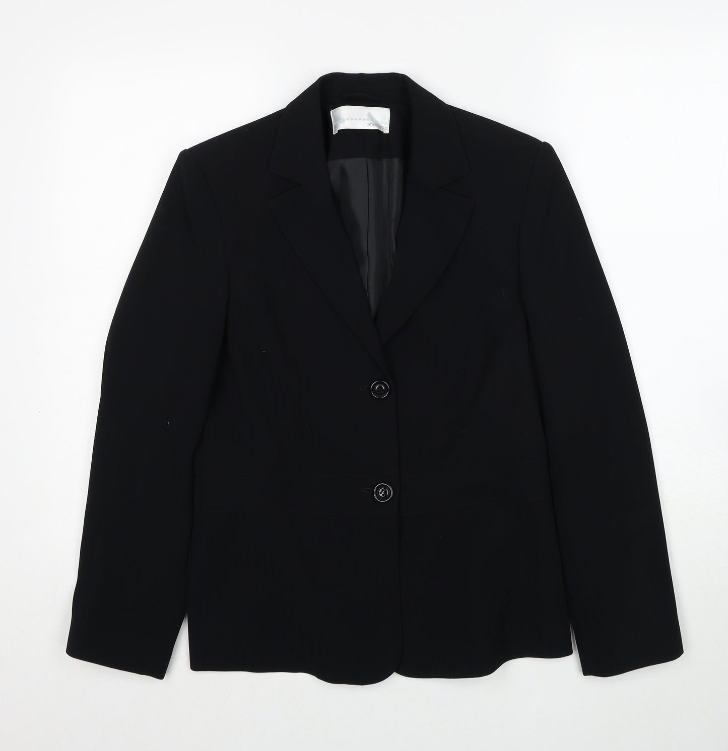 AMARANTO Womens Black Jacket Blazer Size 12 Button
