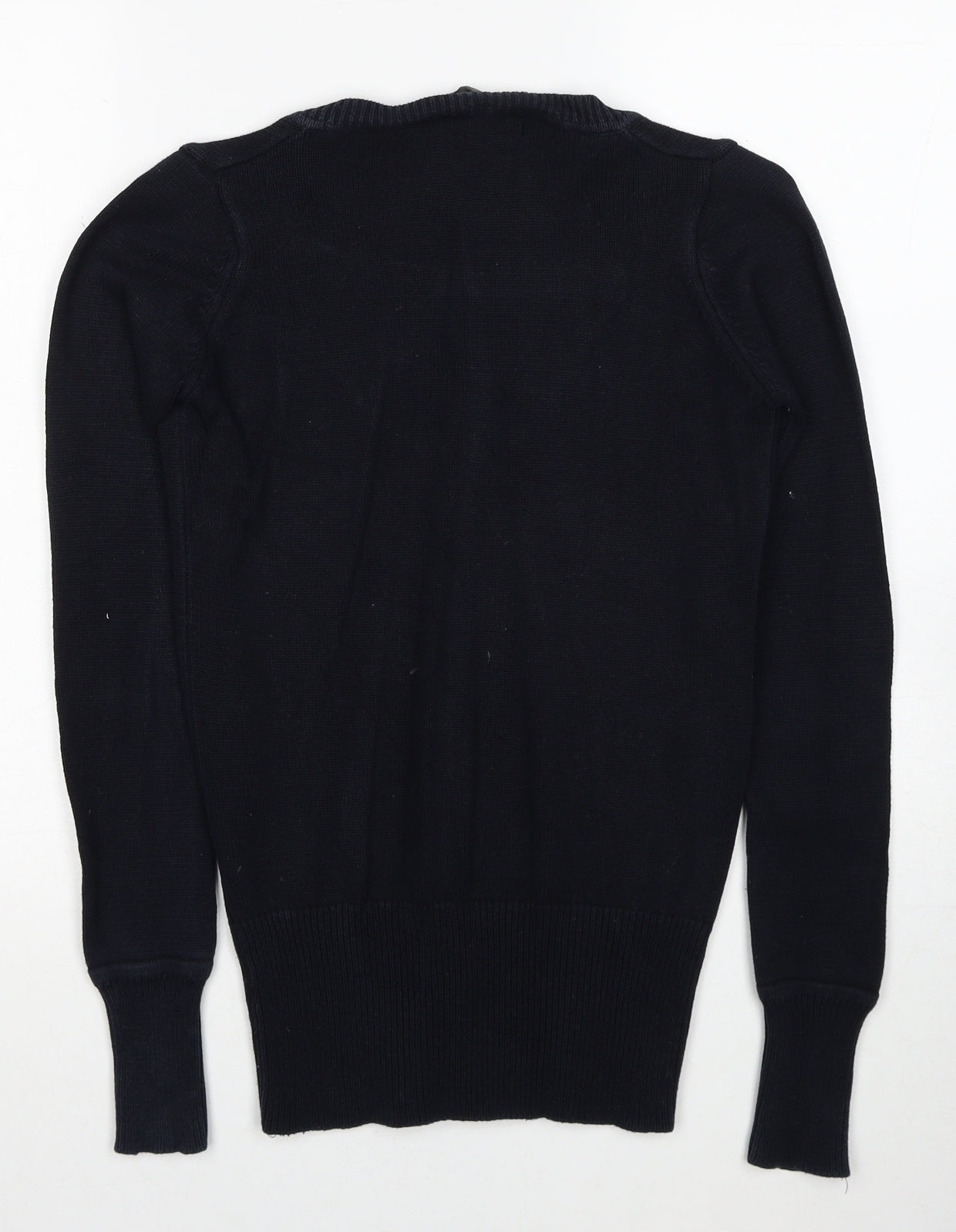Zara Womens Black V-Neck Cotton Pullover Jumper Size M