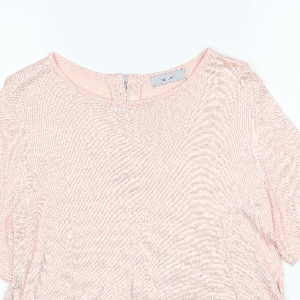 Per Una Womens Pink Boat Neck Viscose Pullover Jumper Size 12