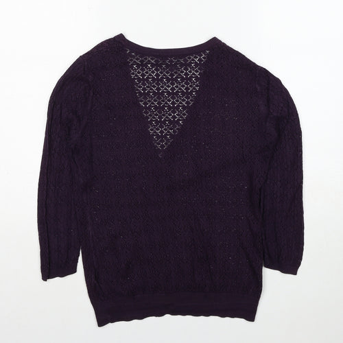 H&M Womens Purple V-Neck Cotton Cardigan Jumper Size M