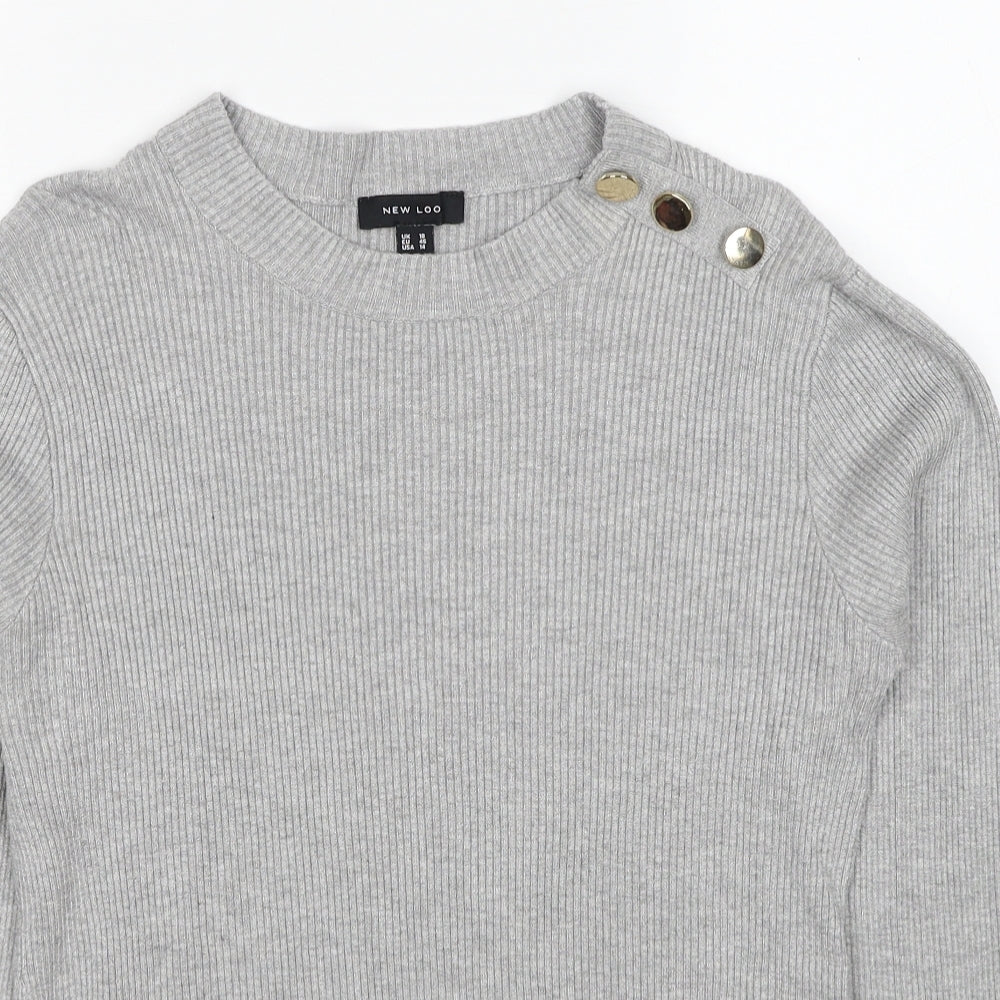 New Look Womens Grey Round Neck Viscose Pullover Jumper Size 18
