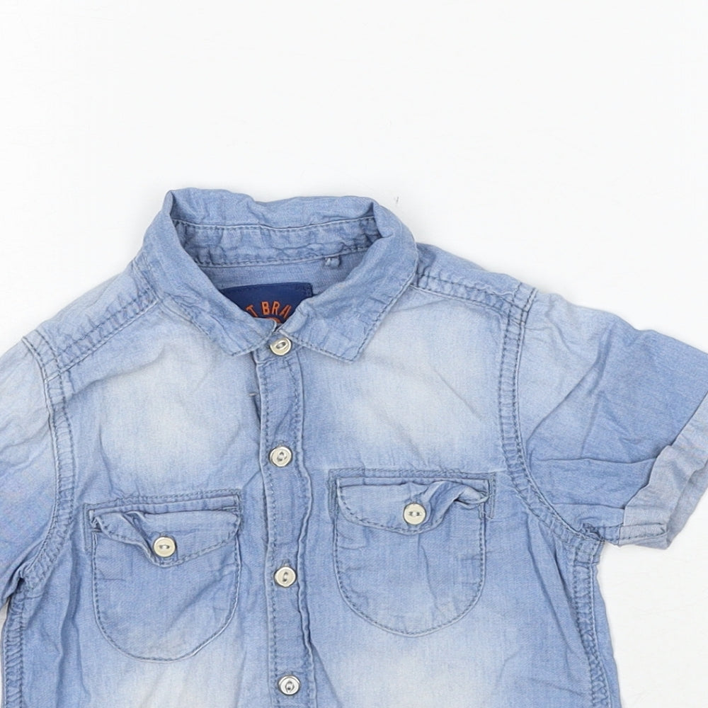 NEXT Boys Blue Cotton Basic Button-Up Size 2-3 Years Collared Button