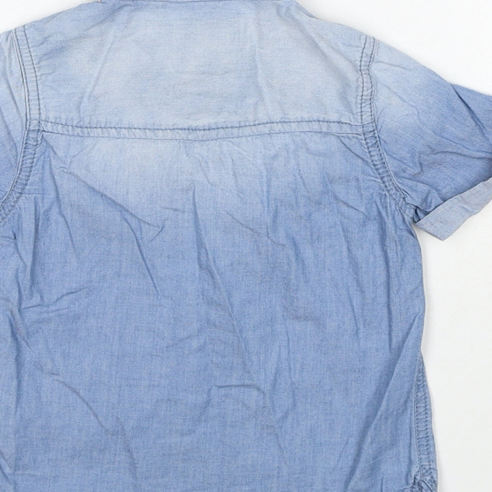 NEXT Boys Blue Cotton Basic Button-Up Size 2-3 Years Collared Button