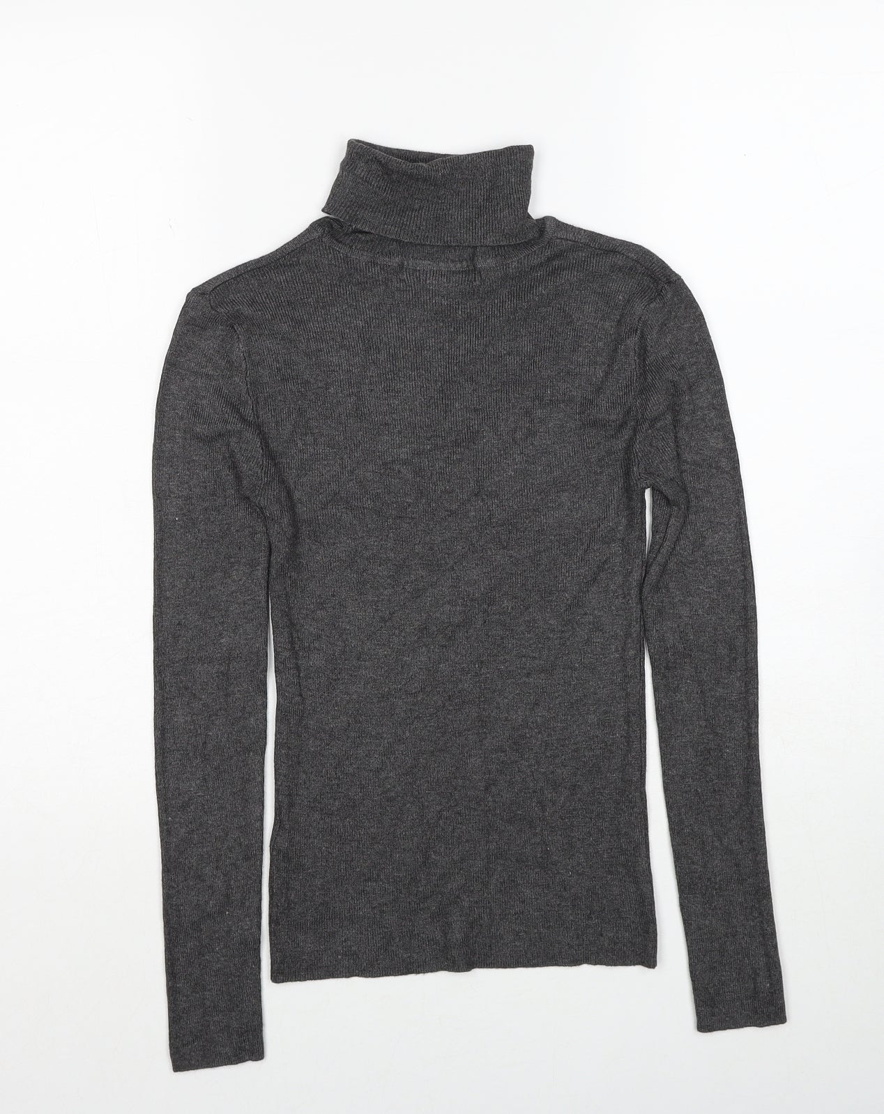 Primark Womens Grey Roll Neck Viscose Pullover Jumper Size 4