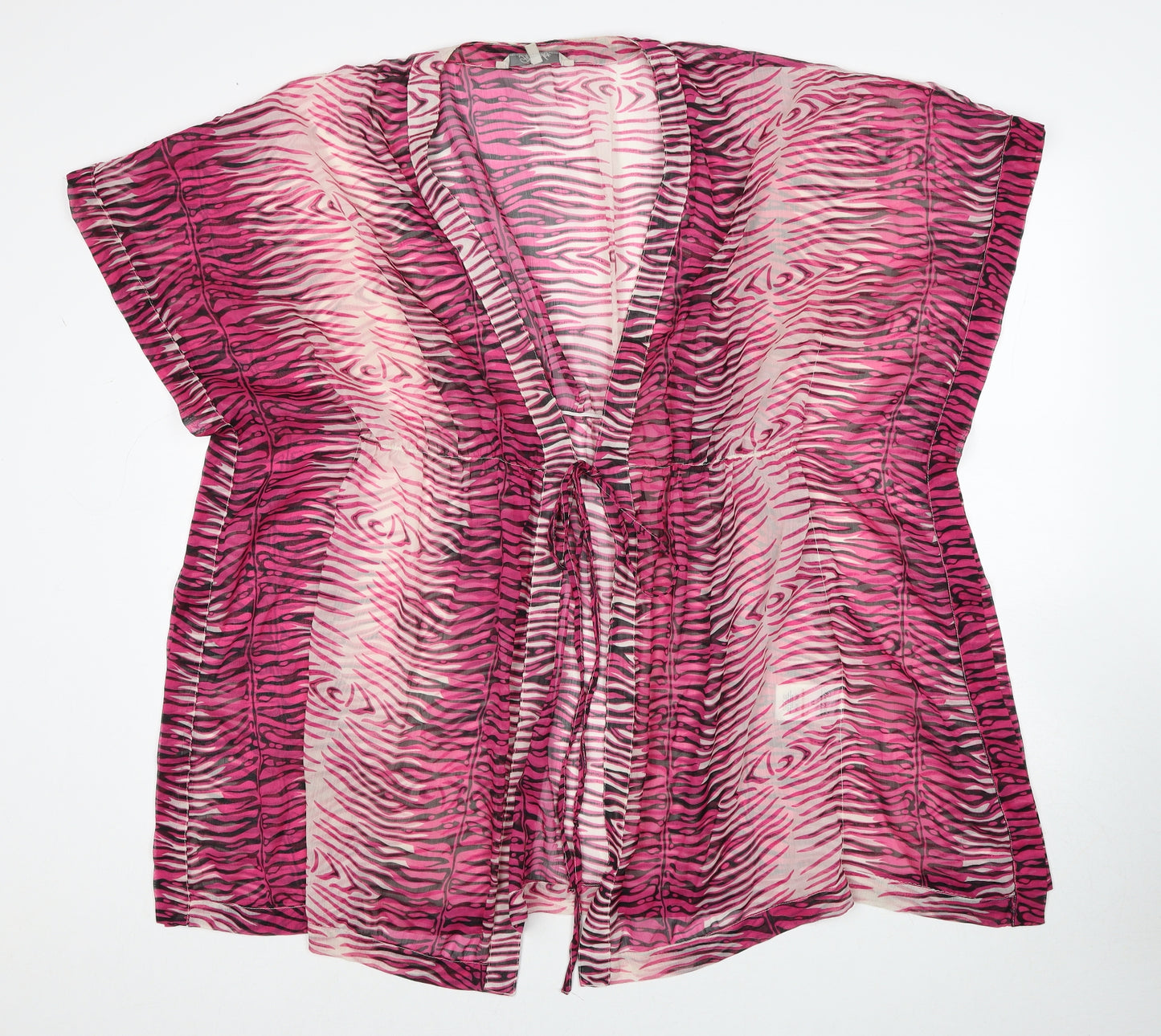 Peacocks Womens Ivory Animal Print Polyester Kimono Blouse Size M V-Neck - Tiger Pattern Beach Cover