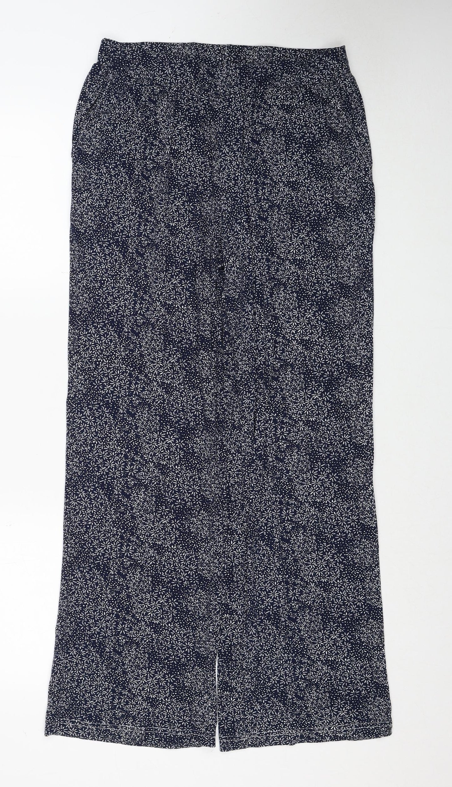 Anna Rose Womens Blue Floral Viscose Trousers Size 10 Regular