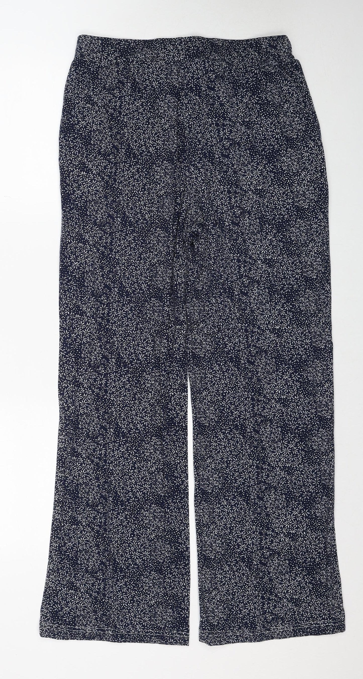 Anna Rose Womens Blue Floral Viscose Trousers Size 10 Regular