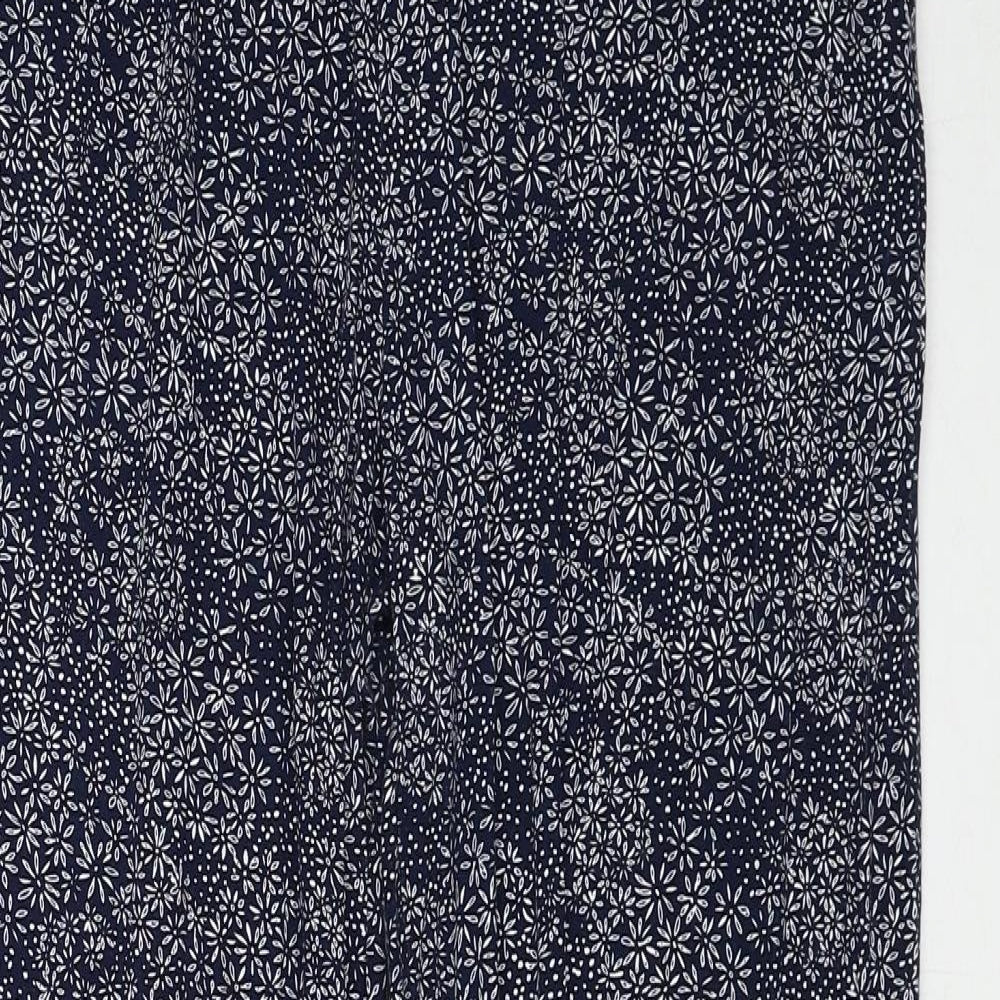 Anna Rose Womens Blue Floral Viscose Trousers Size 10 Regular