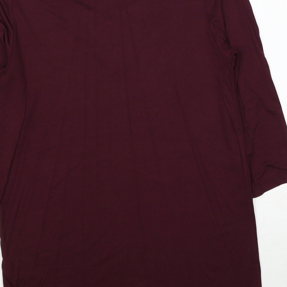 New Look Womens Red Viscose Basic Blouse Size 10 V-Neck