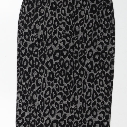 Atmosphere Womens Black Animal Print Polyester Straight & Pencil Skirt Size 8 - Leopard Pattern