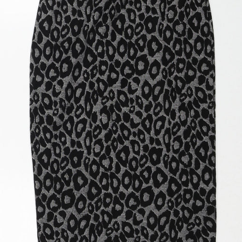 Atmosphere Womens Black Animal Print Polyester Straight & Pencil Skirt Size 8 - Leopard Pattern