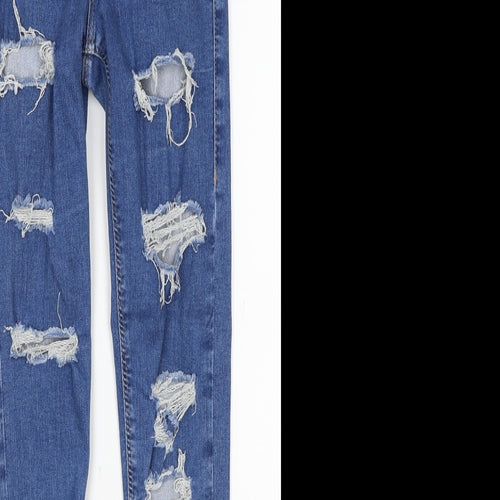 Topshop Womens Blue Cotton Skinny Jeans Size 26 in L32 in Regular Zip
