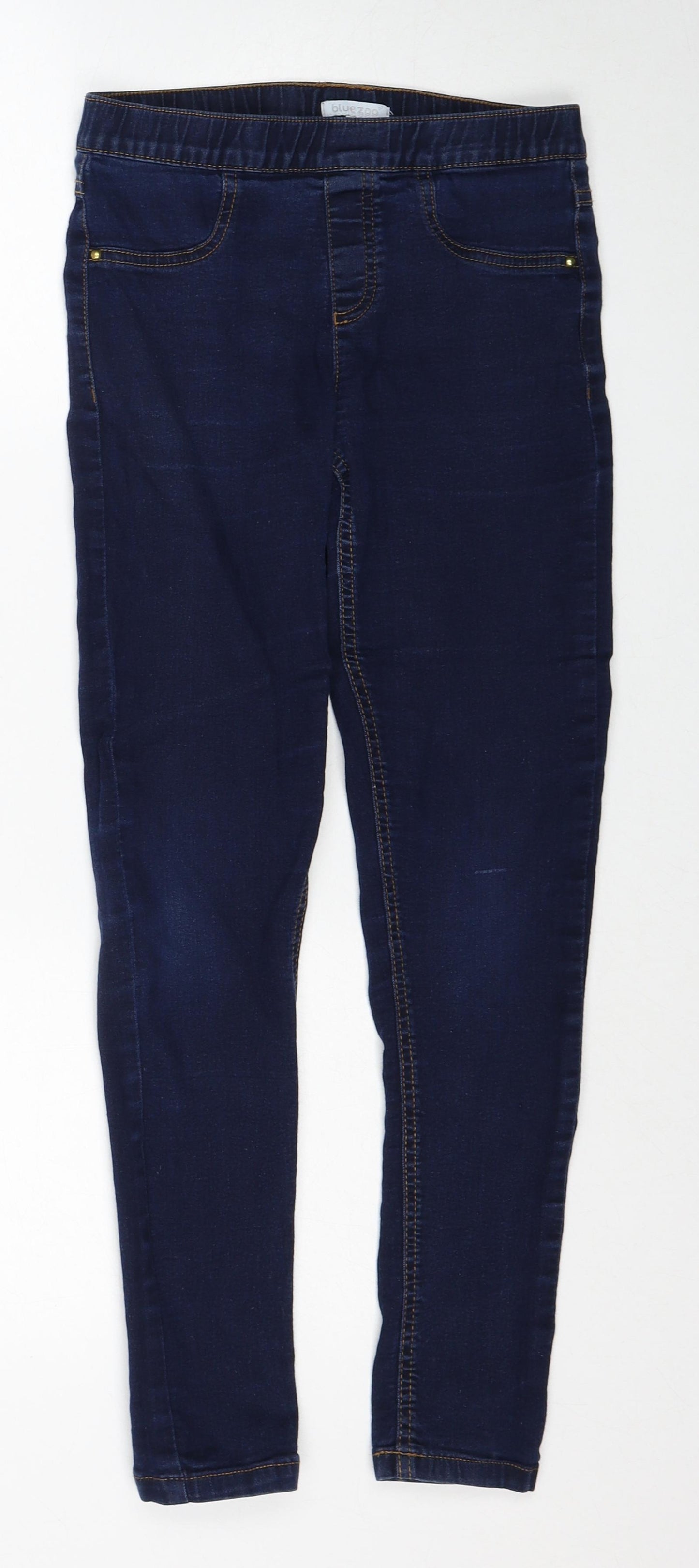 Blue Zoo Girls Blue Cotton Jegging Jeans Size 11 Years Regular Pullover