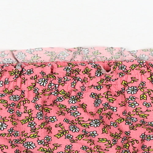 New Look Womens Pink Floral Polyester Cropped Blouse Size 6 Off the Shoulder