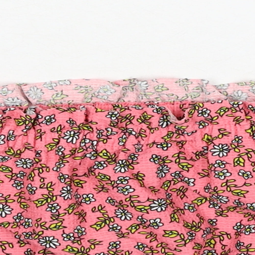 New Look Womens Pink Floral Polyester Cropped Blouse Size 6 Off the Shoulder