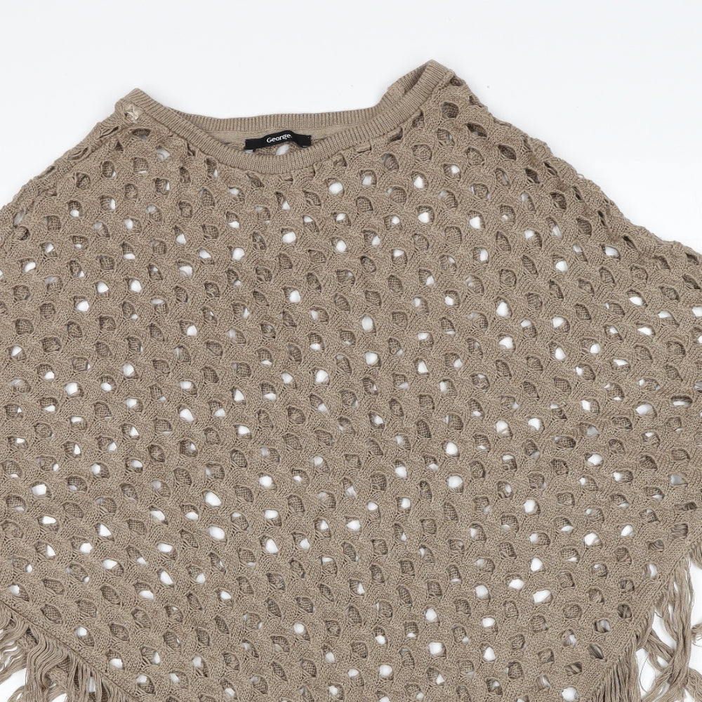 George Womens Brown Round Neck Cotton Pullover Jumper Size 12 - Size 12-14