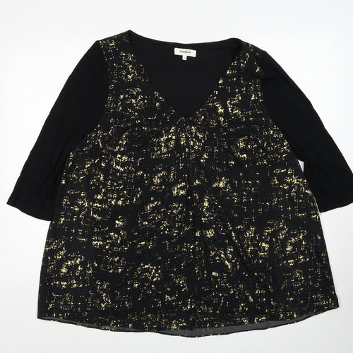 Studio8 Womens Black Polyester Basic Blouse Size 16 V-Neck