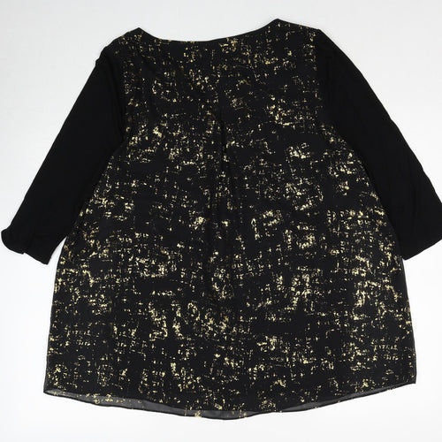Studio8 Womens Black Polyester Basic Blouse Size 16 V-Neck