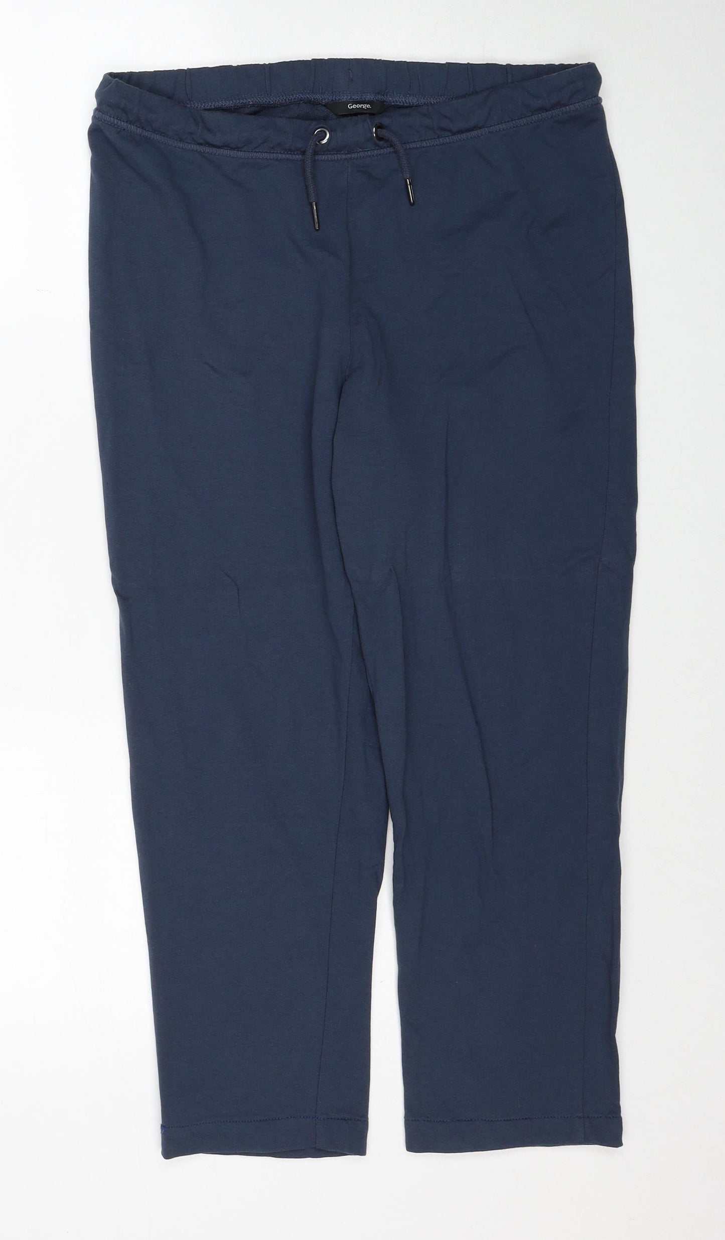 George Womens Blue Cotton Jogger Trousers Size M Regular Drawstring