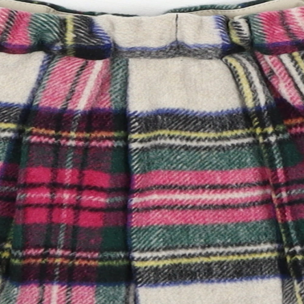 NEXT Girls Multicoloured Plaid Polyester A-Line Skirt Size 9-12 Months Pull On