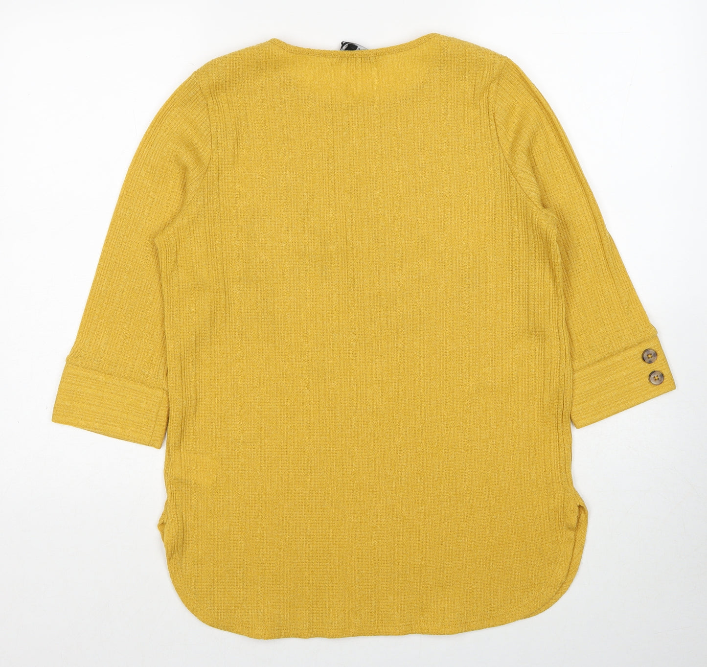 Peacocks Womens Yellow Round Neck Polyester Pullover Jumper Size 12