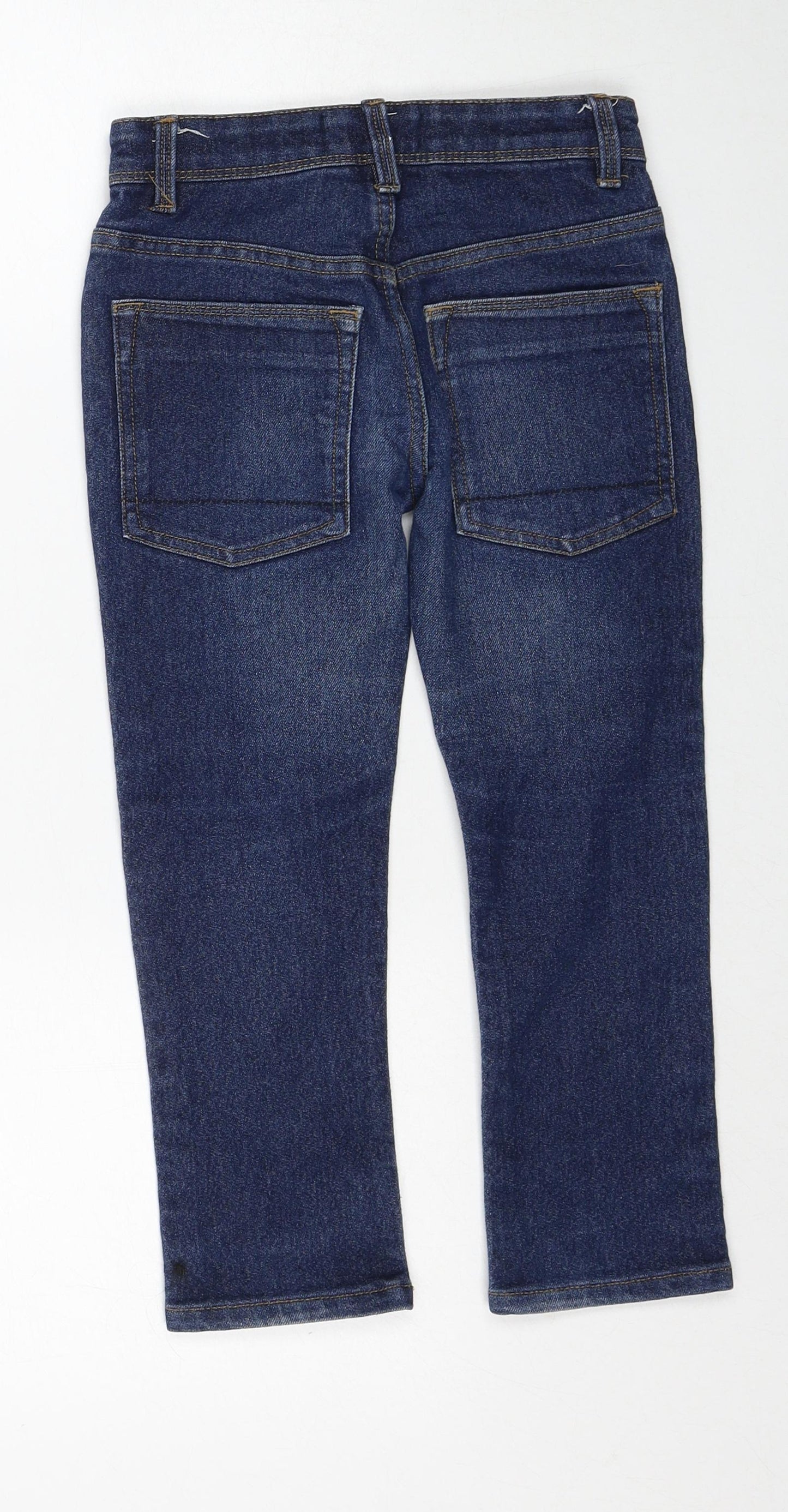 Matalan Boys Blue Cotton Straight Jeans Size 5 Years Regular Zip