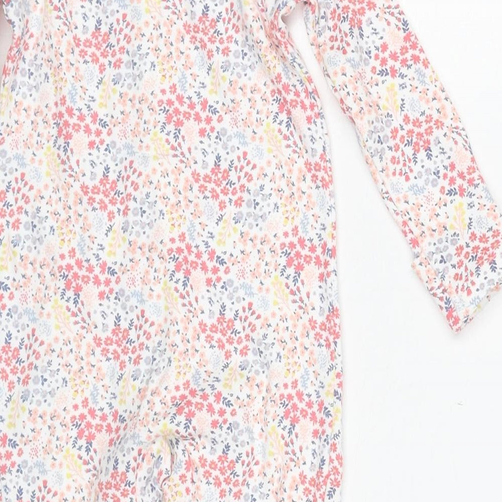 F&F Girls Multicoloured Floral Cotton Babygrow One-Piece Size 3-6 Months Snap - Sleepsuit