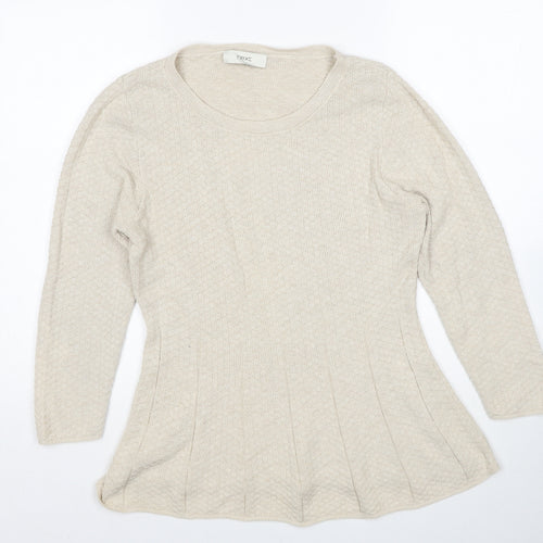 NEXT Womens Beige Round Neck Cotton Pullover Jumper Size 14