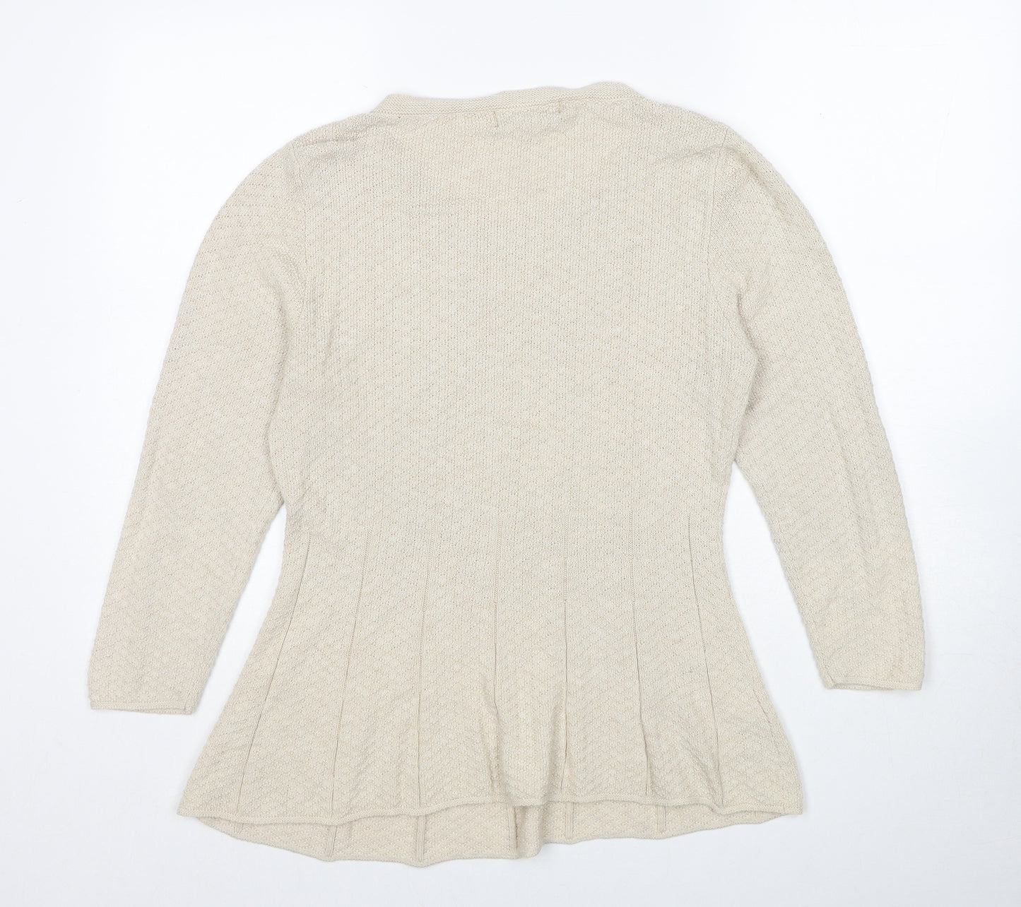 NEXT Womens Beige Round Neck Cotton Pullover Jumper Size 14