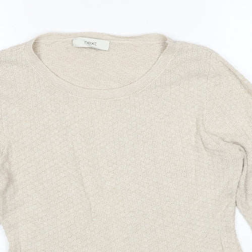 NEXT Womens Beige Round Neck Cotton Pullover Jumper Size 14