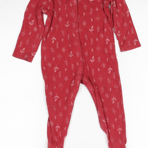 TU Girls Red Geometric Cotton Babygrow One-Piece Size 12-18 Months Snap - Sleepsuits