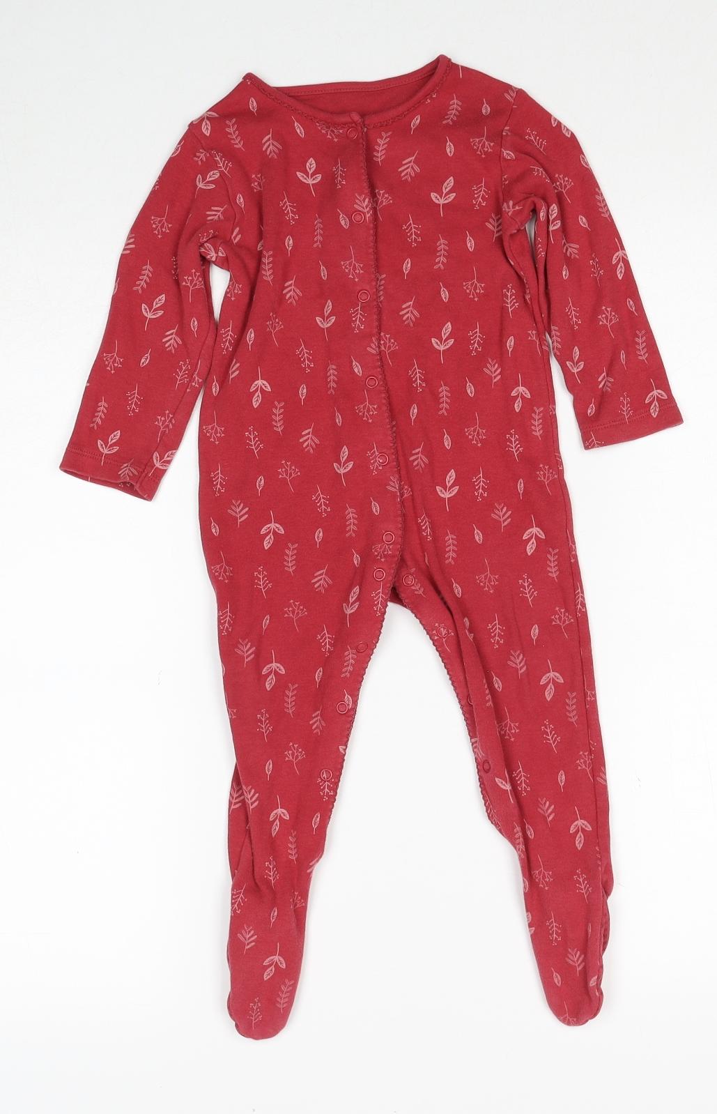 TU Girls Red Geometric Cotton Babygrow One-Piece Size 12-18 Months Snap - Sleepsuits