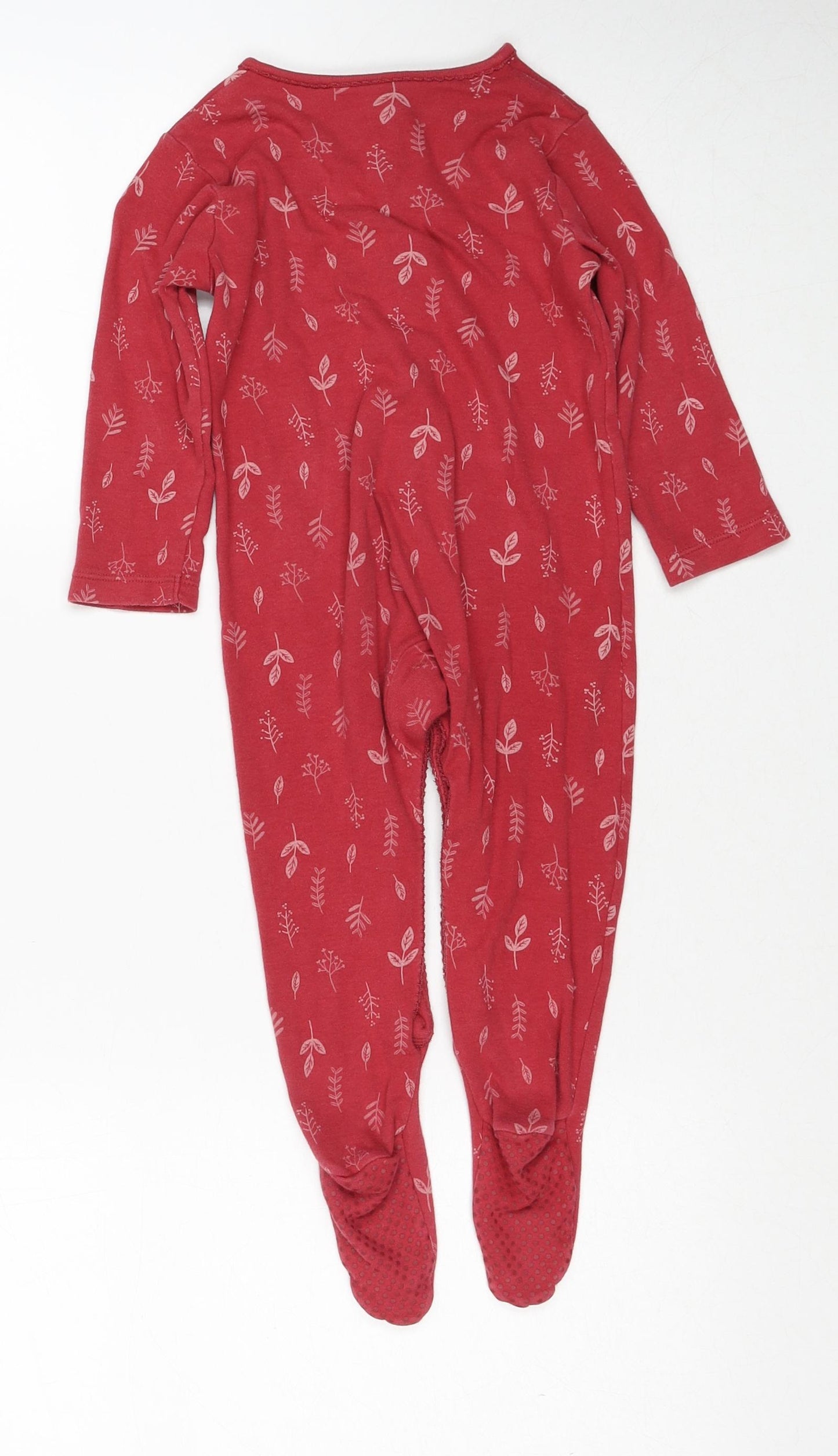 TU Girls Red Geometric Cotton Babygrow One-Piece Size 12-18 Months Snap - Sleepsuits