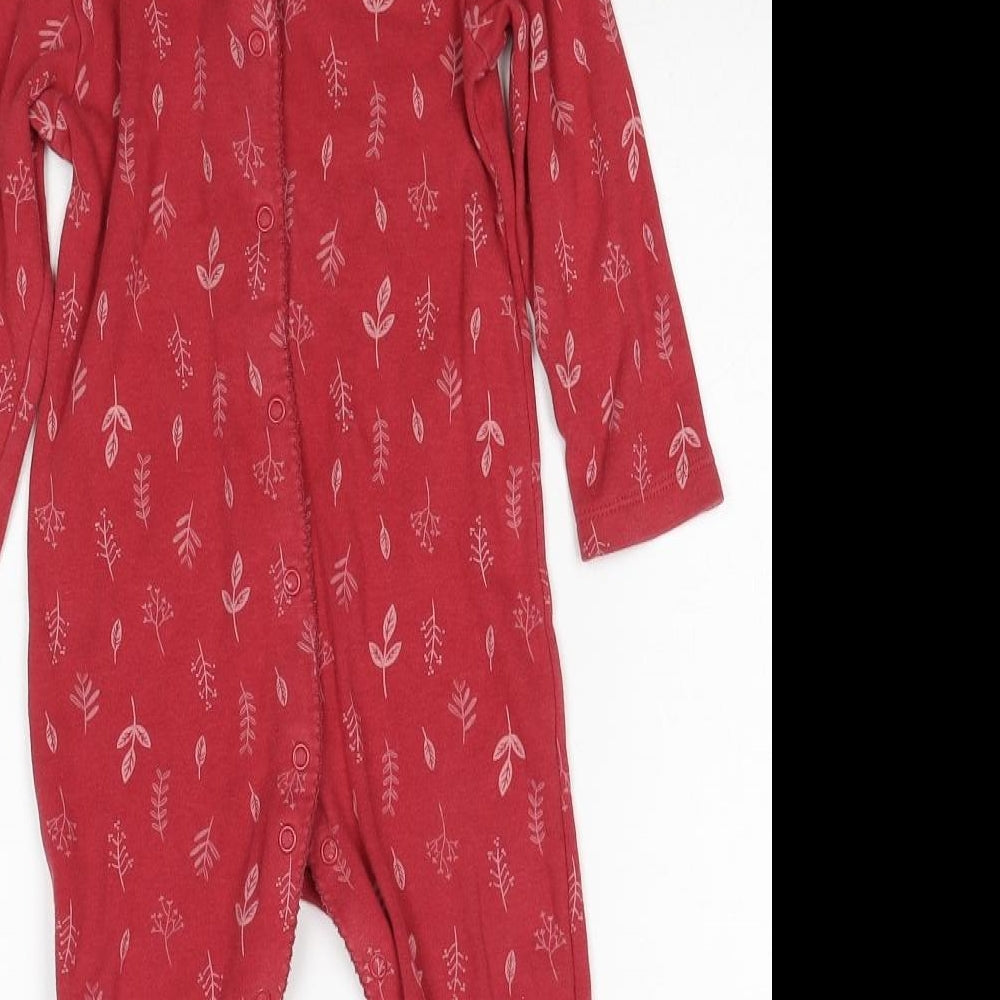 TU Girls Red Geometric Cotton Babygrow One-Piece Size 12-18 Months Snap - Sleepsuits