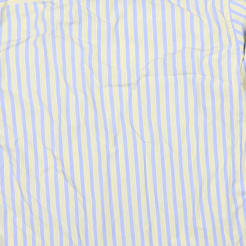 NEXT Mens Yellow Striped Cotton Button-Up Size L Collared Button