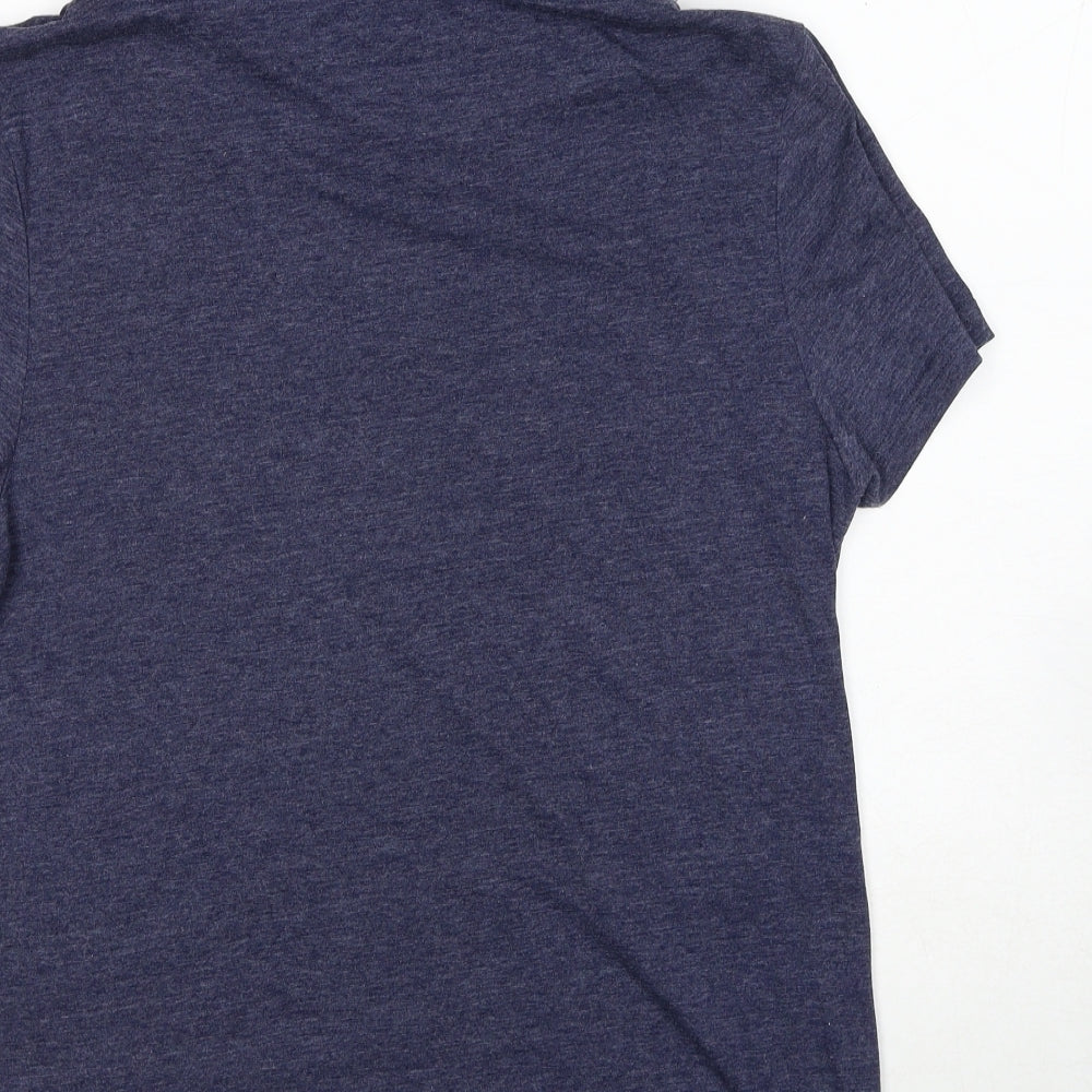 Cedar Wood State Mens Blue Polyester T-Shirt Size M High Neck