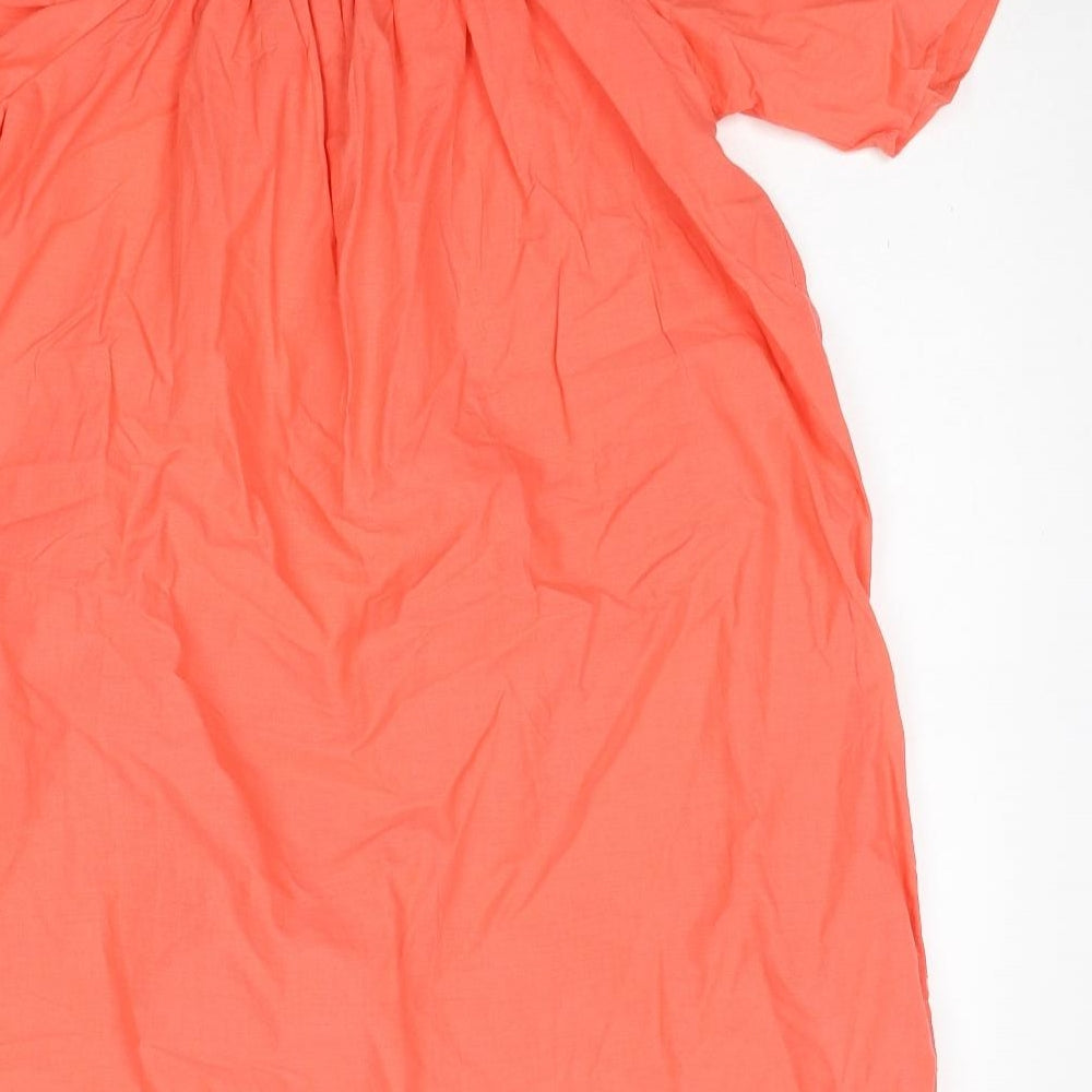 Primark Womens Red Cotton A-Line Size 12 Square Neck Pullover - Broderie Anglaise