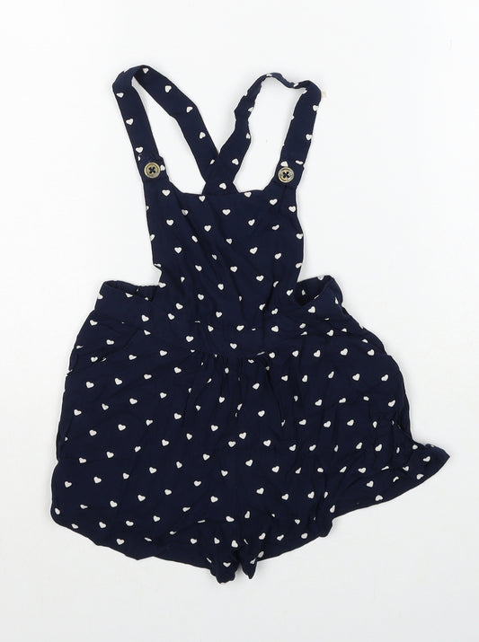 NEXT Girls Blue Geometric Viscose Romper One-Piece Size 4 Years Button