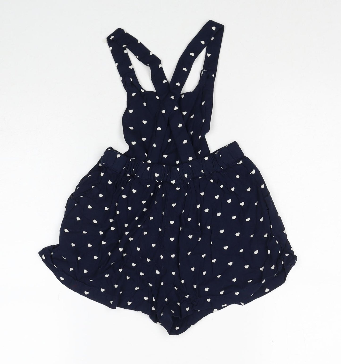 NEXT Girls Blue Geometric Viscose Romper One-Piece Size 4 Years Button