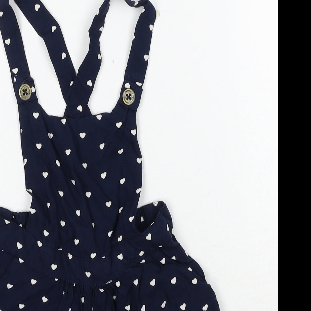 NEXT Girls Blue Geometric Viscose Romper One-Piece Size 4 Years Button