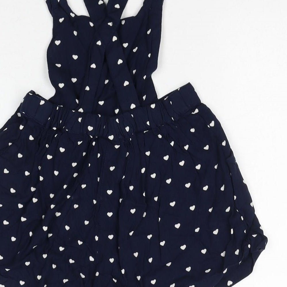 NEXT Girls Blue Geometric Viscose Romper One-Piece Size 4 Years Button