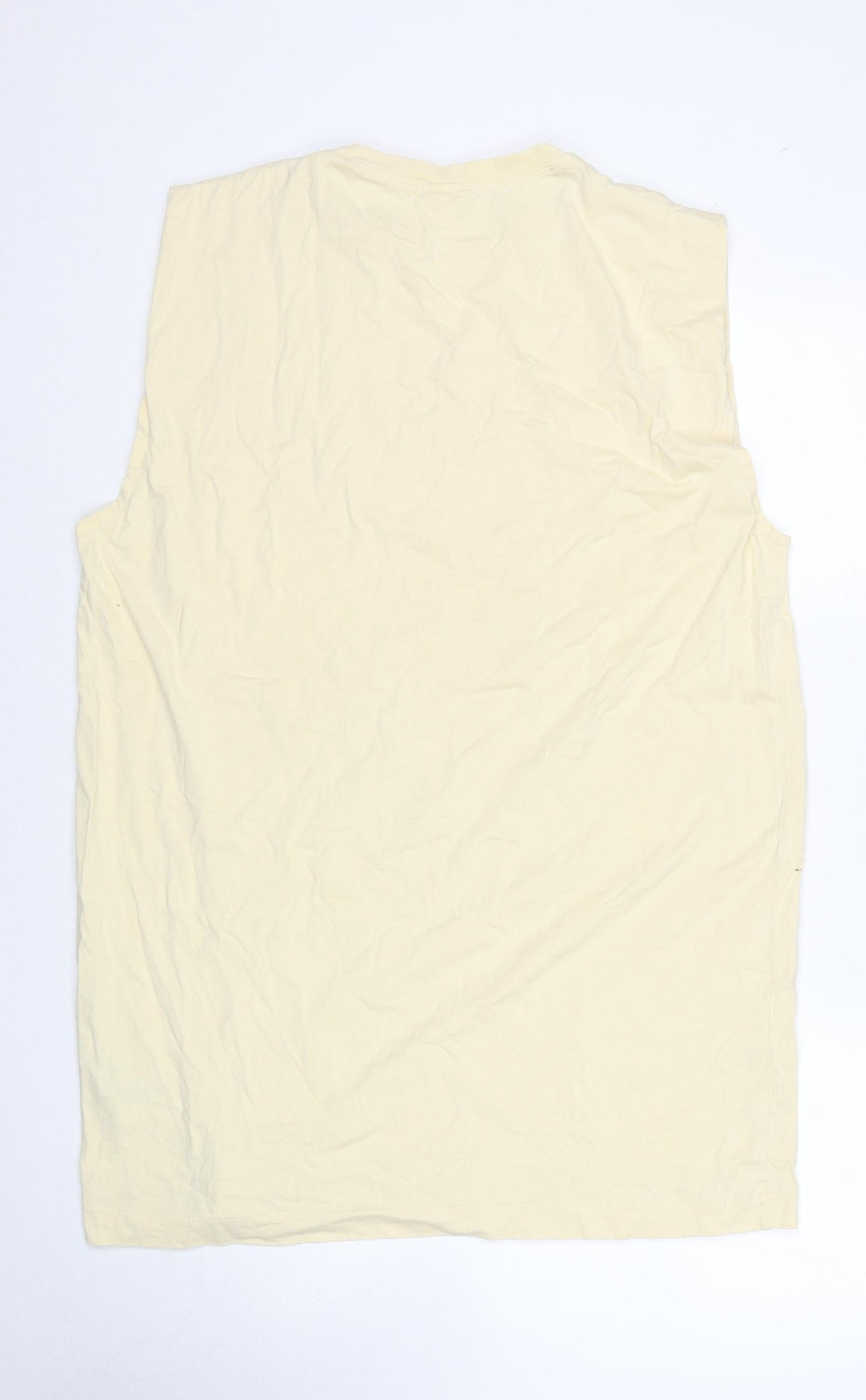 H&M Womens Yellow Cotton Basic Tank Size L Round Neck