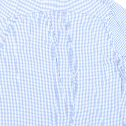 F&F Mens Blue Check Modal Button-Up Size XL Collared Button