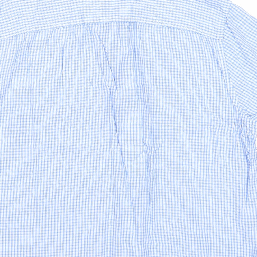 F&F Mens Blue Check Modal Button-Up Size XL Collared Button