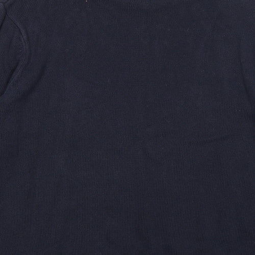 Easy Mens Blue Round Neck Cotton Pullover Jumper Size L Long Sleeve
