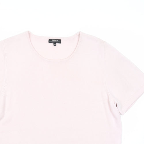 Papaya Womens Pink Round Neck Acrylic Pullover Jumper Size 20