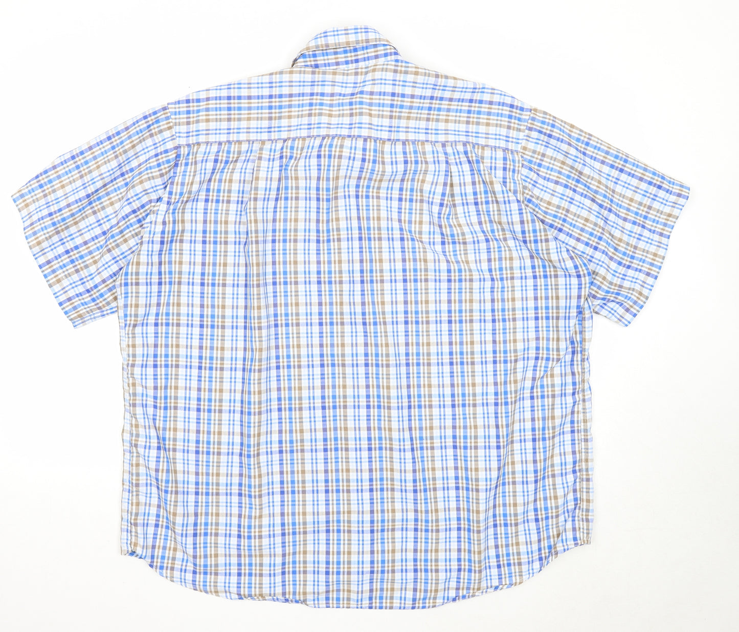 Pegasus Mens Blue Plaid Cotton Button-Up Size XL Collared Button