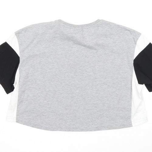 304 Womens Grey Cotton Basic T-Shirt Size S Round Neck